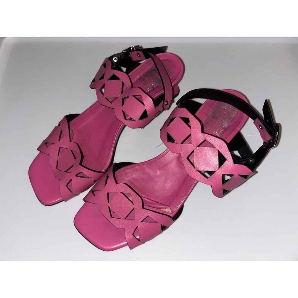 Emanuele Crasto Pink Strappy Heel Sandals Made In Italy Leather Size 9-9.5 - Picture 9 of 9